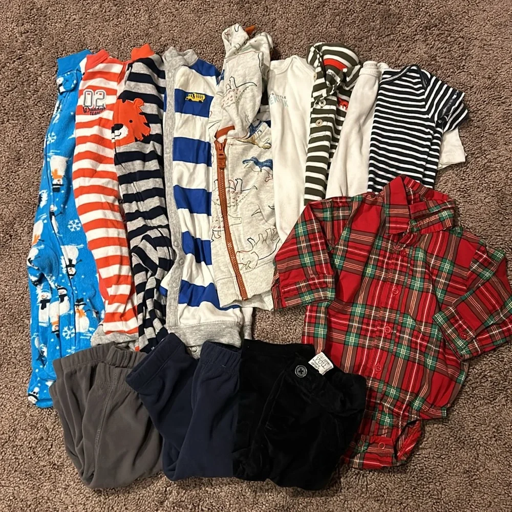 Babyboy 3m fall & winter footie sweatshirt onesie pants bundle!!